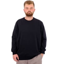 Mode XL Büyük Beden Erkek Basic Sweatshirt Bisiklet Yaka Recycle B24529 Siyah