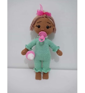 Esmer Masum Bebek Uyku Arkadaşı Amigurumi Organik Oyuncak