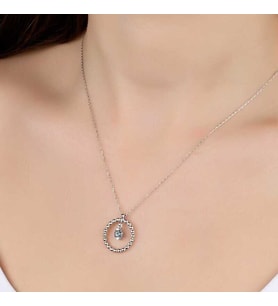 Ucarticaret S-warovski Taşlı Gümüş Çember Tektaş Bayan Kolye
