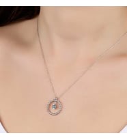Ucarticaret S-warovski Taşlı Gümüş Çember Tektaş Bayan Kolye
