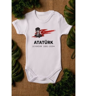 Atatürk 10 Kasım Bebek Body Zıbın Organik  %100 Pamuklu Zıbın