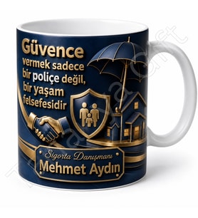 Sigortacıya Hediye İsimli Özel Baskılı Kupa Bardak Sigorta Eksperi Hediye