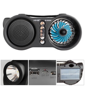 Müzi·k Kutusu Solar Şarjli Bt/Usb/Sd/Fm Masa Fanli Fenerli· Nns Ns-8058Sf