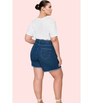 Kadın Denim Şort Etek Yüksek Bel Kısa Boy Dar Paça Günlük Kombinler Yaz Aylarının Vazgeçilmezi (Koyu Mavi)