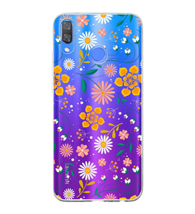 Huawei Y9 2019 Uyumlu Kapak Flowers Tasarımlı Şeffaf Silikon Kılıf