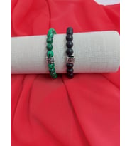Yeşil Malakit + Siyah Oniks Doğaltaş Bileklik (2'li Takım 8 MM)