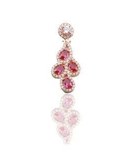 Zirkon Taşlı Sallantı Damla Rose Gold Kaplama Gümüş Kolye Ucu