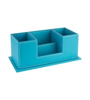 Masaüstü Deri Organizer Kalemlik 4 Gözlü Desktop Organizer Rainbow Vegan 10x12x25 cm. Turkuaz