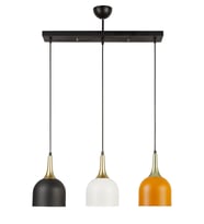 Modern 3'lü Salon, Mutfak, Yatak Odası ve Kafe Avize Seti, Beyaz-Siyah-Turuncu