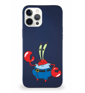 Apple iPhone 12 Pro Max Soft Premier Kapak Bay Yengeç Tasarımlı Silikon Kılıf - Lacivert (Şeffaf)