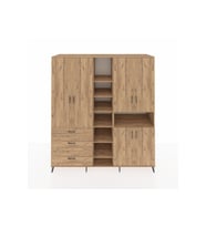 Kronos Dolap 13 Raflı 3 Çekmeceli 6 Kapaklı 220x59x243 Çam-Çam/Çam