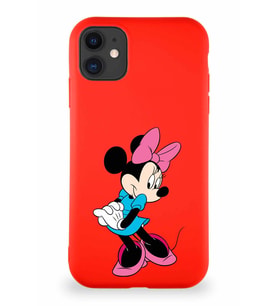 Apple iPhone 11 Soft Premier Kapak Minnie Mouse-F Tasarımlı Silikon Kılıf - Kırmızı (Şeffaf)
