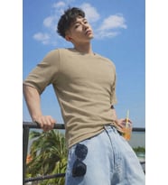 Erkek Jakarlı Oversize Tişört Bisiklet Yaka Rahat Kalıp Yazlık Basic T-Shirt