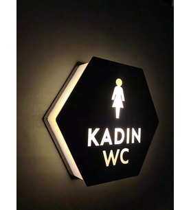 Honeycomb Serisi Işıklı Kadın WC Yönlendirme Tabelası