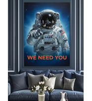 Uzayda Astronot Posteri Dekoratif Kanvas - Mdf Ahşap Tablo