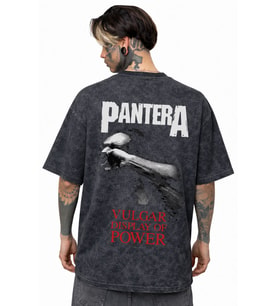 Pantera Rock Metal Müzik Grubu Sırt Baskılı Unisex Oversize Eskitme Yıkamalı Tişört