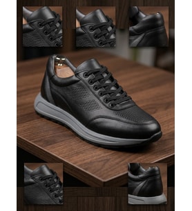Slope 9171 Siyah Hakiki Deri Bağcıklı Günlük Erkek Sneaker Ayakkabı