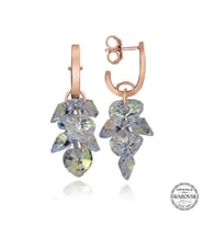 Swarovski Crystal Taşlı Gümüş Kalp Salkım Sallantılı Çivili Kadın Küpe