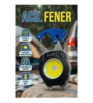 SB Type-C Şarjlı COB LED Çok Amaçlı Acil Durum Feneri Plazma Çakmaklı Tornavidalı Kamp ve Araç Kulla