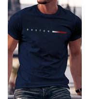Unisex Boston Tasarım Basklı Tshirt (Bebe Mavi)