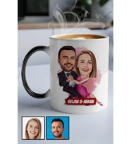 Romantik Sevgililer Günü Hediyesi Karikatürlü Sihirli Kupa Bardak