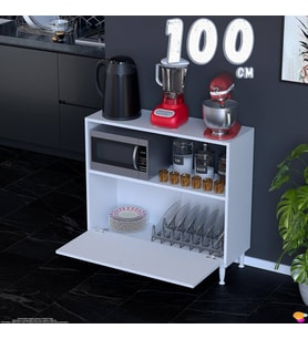 Eliusta Lara 100 cm Çok Amaçlı Mikrodalga Dolabı Alttan Kapaklı Fırınlık Kiler Ekmeklik 100x87x32 cm