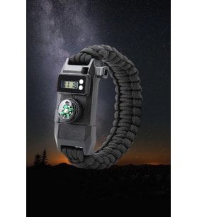 Paracord Bileklik Dijital Saat Pusula Ateş Başlatıcı