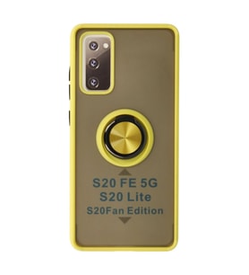 Samsung Galaxy S20 Fe Kılıf Montreal Yüzüklü Silikon Kapak - Sarı