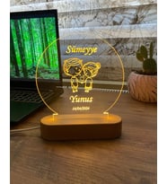 Çiftlere Özel Kişiselleştirilebilir Gece Lambası - Sevgiliye Özel Hediye Masa Üstü Dekoratif 3D Led Lamba