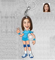 Kişiye Özel Voleybolcu Kadın Ahşap Anahtarlık-2