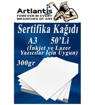 A3 Sertifika Kağıdı Kalın 50 Adet Gramajlı Fotokopi Kağıdı 300 gr Tüm Yazıcılara Uyumlu 29.7x42 cm Kalın Baskı Kağıdı (Beyaz)
