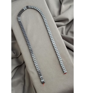 Hematit Doğal Taş Parlak Füme Yassı Yatay Dikdörtgen Kesim 3x6mm Dizi [AA]