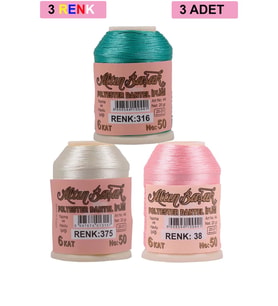 3 Adet Altınbaşak Oya ve Dantel İpi 20 gr - Royaleks - No: 375 - 038 - 316