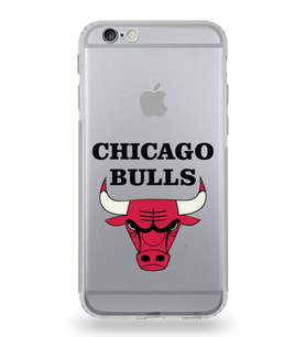 Apple iPhone 6S Uyumlu Kamera Korumalı Tıpalı Kapak Chicago Bulls Tasarımlı Şeffaf Kılıf
