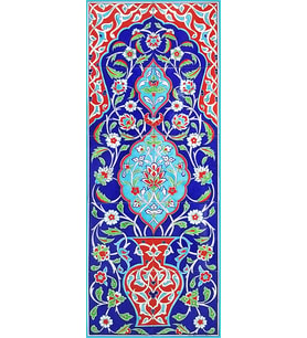 Armada Çini 40x100 Cm ED 704 Kobalt Saksılı El dekoru Çini Pano