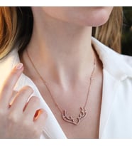 Geyik Model Rose Gold Kaplama Gümüş Kolye