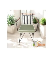 40x40 Yeşil Su ve Leke İtici Fermuarlı Bağcıklı Krem Biyeli Sandalye Minderi 5 cm