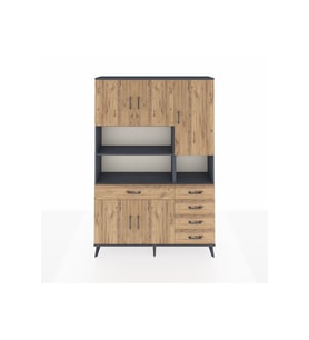 Arges Gardrop 9 Raflı 5 Çekmeceli 5 Kapaklı 132x30x195 Antrasit-Çam