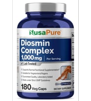 NusaPure Diosmin Complex 1,000mg per Serving 180 Veggie Caps (Non-GMO, Vegan) Citrus Aurantium.Made ın Usa (Renksiz)