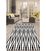 Dijital Kaymaz Taban Yıkanabilir Modern Renkli Salon Halısı Mutfak Halısı Yolluk ND-HT-788 (Siyah)