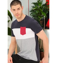 T8592 DEWBERRY ERKEK T-SHIRT-DÜZ LACİVERT