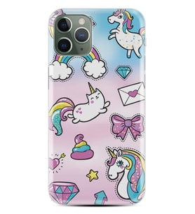 Apple iPhone 11 12 13 14 Pro Max Kılıf Desemli Silikon Unicorn Mektup 1800