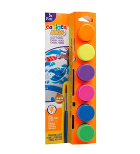 Carioca Tempera Suluboya Süper Yıkanabilir Fırçalı 25 ML 6 Renk Fosforlu