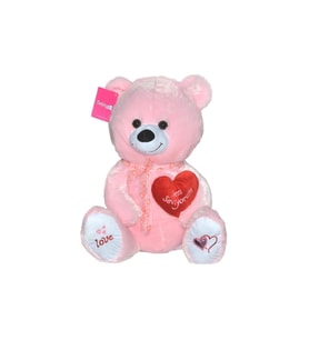 Peluş Kalpli Ayı 50 Cm Pembe (Çok Renkli)