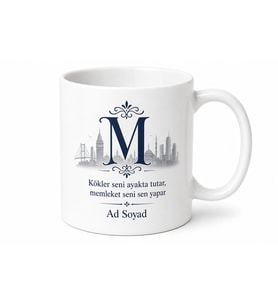 Monogram Memleket Temalı Kupa Bardak Kişiye Özel İsimli Hediye
