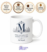Monogram Memleket Temalı Kupa Bardak Kişiye Özel İsimli Hediye