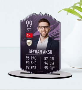 BK Gift Kişiye Özel Ahşap Biblo Futbolcu Kartı-5