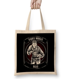 Funny Free Hugs Jiu Jitsu Pun BJJ Martial Arts Bez Çanta Uzun Saplı