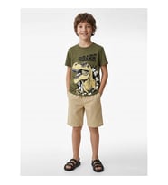 Koton Pamuklu Dinozor Baskılı Haki Erkek Çocuk T-Shirt 6Skb10397Tk