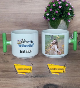 Matematik Mühendisi Kupa Bardak Fotoğraflı T Yeşil Kulplu Mühendisler Günü Hediyesi